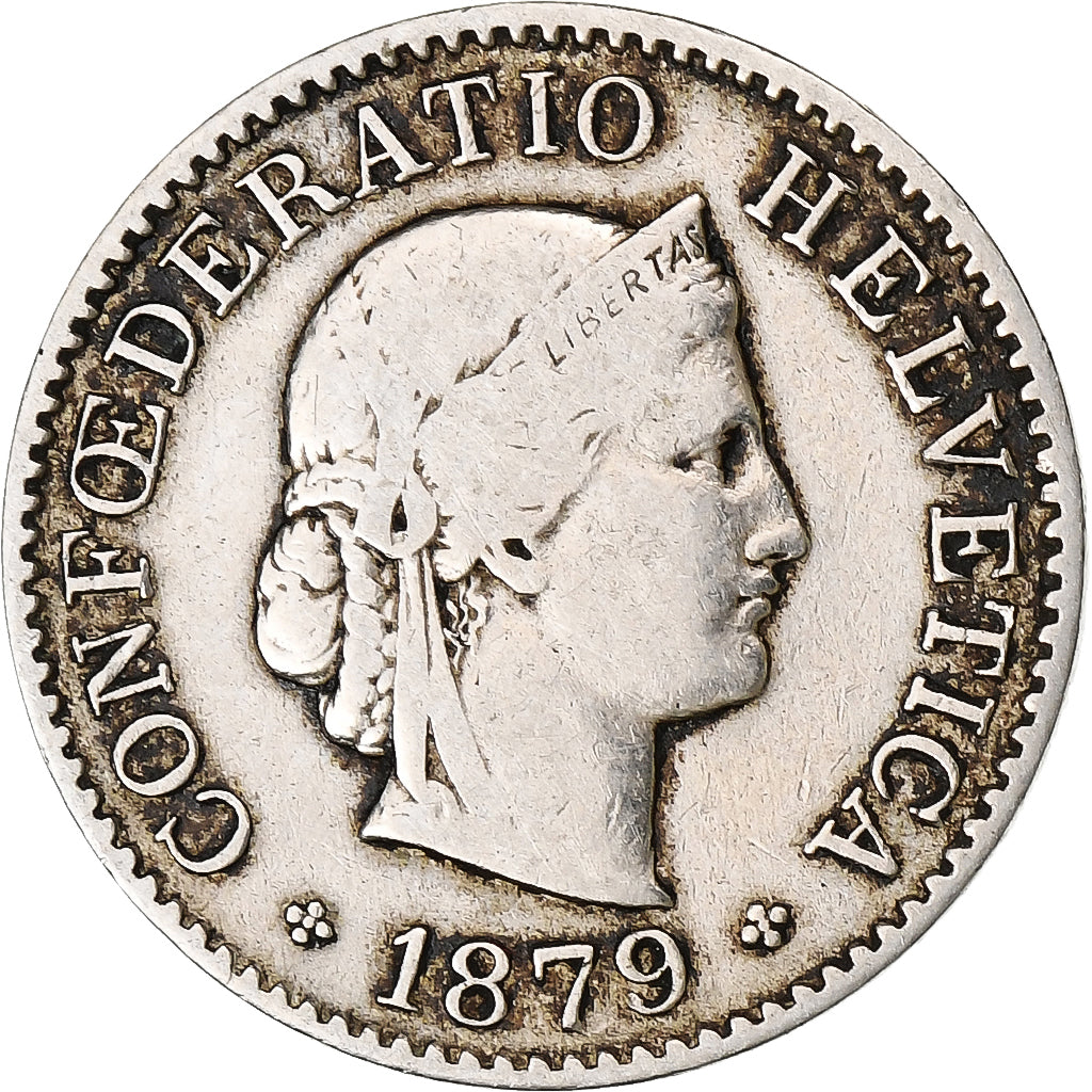 Szwajcaria, 5 Rappen, Libertas, 1879, Bern, Miedź-Nikiel, VF(20-25), KM:26