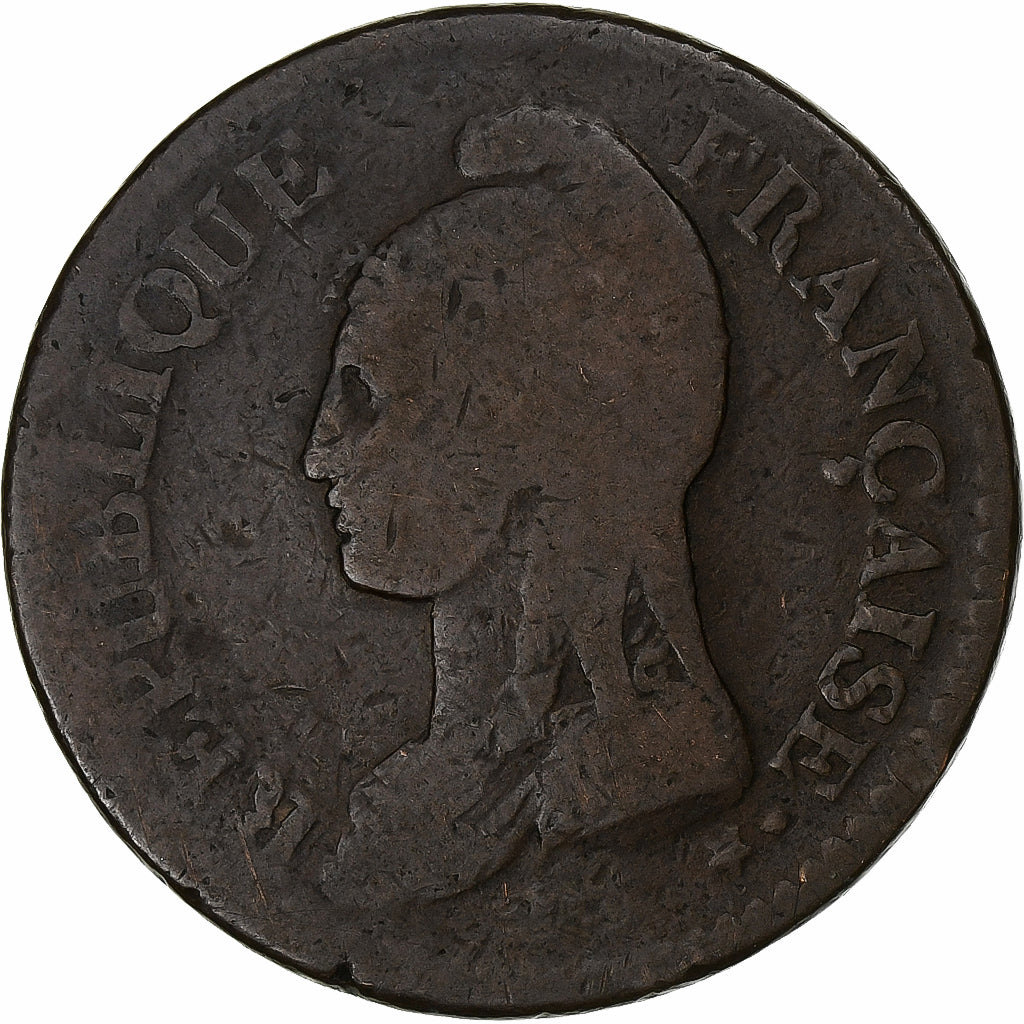 France, Decime, Dupré, AN 5, Strasbourg, Cuivre, TB, Gadoury:187