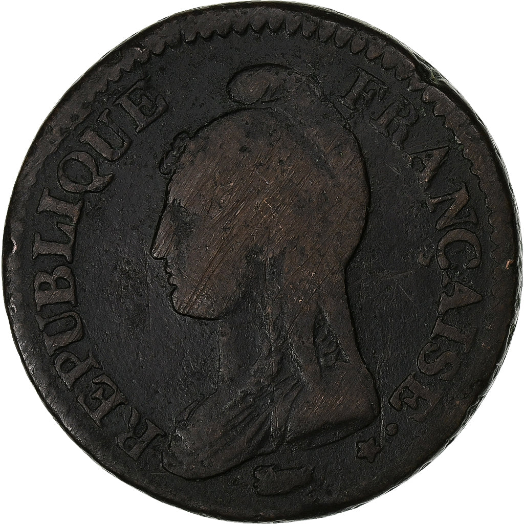 Francja, Decime, Dupré, AN 5, Strasbourg, Miedź, VF(20-25), Gadoury:187