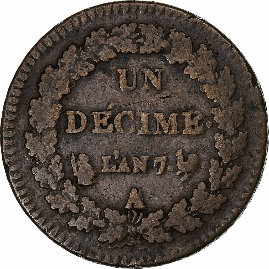 Francia, Decime, Dupré, AN 7, Paris, Rame, MB, Gadoury:187