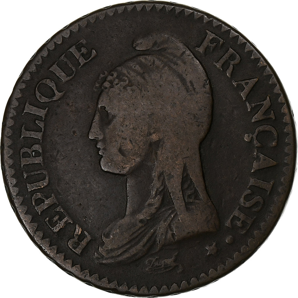 Francja, Decime, Dupré, AN 7, Paris, Miedź, VF(20-25), Gadoury:187