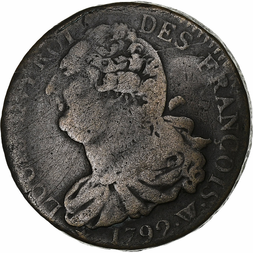 France, 2 Sols, 1792 - (An 4), Lille, Métal de cloche, TB, Gadoury:25
