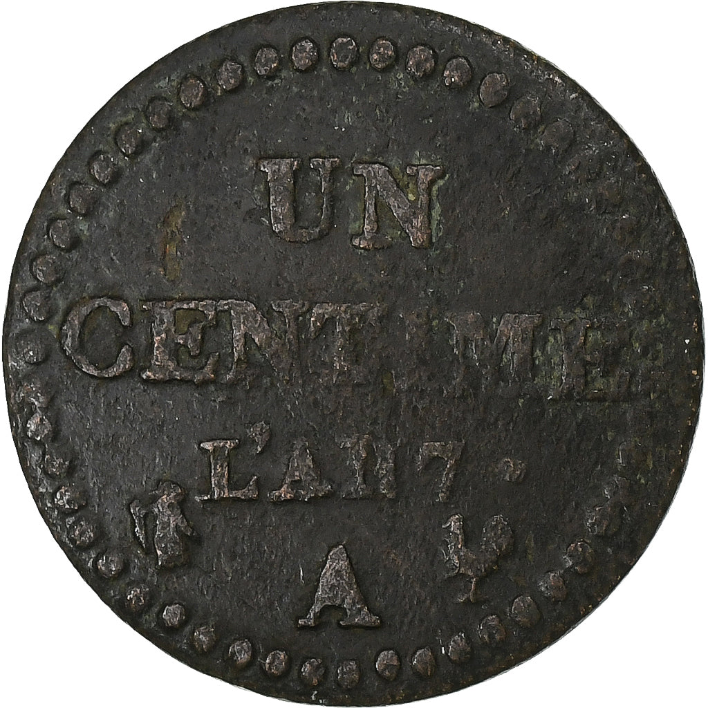France, Centime, Dupré, AN 7, Paris, Copper, VF(30-35)