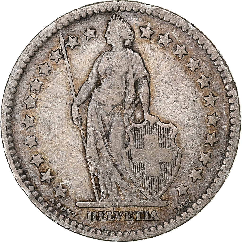 Suiza, 2 Francs, Helvetia, 1874, Bern, Plata, MBC, KM:21