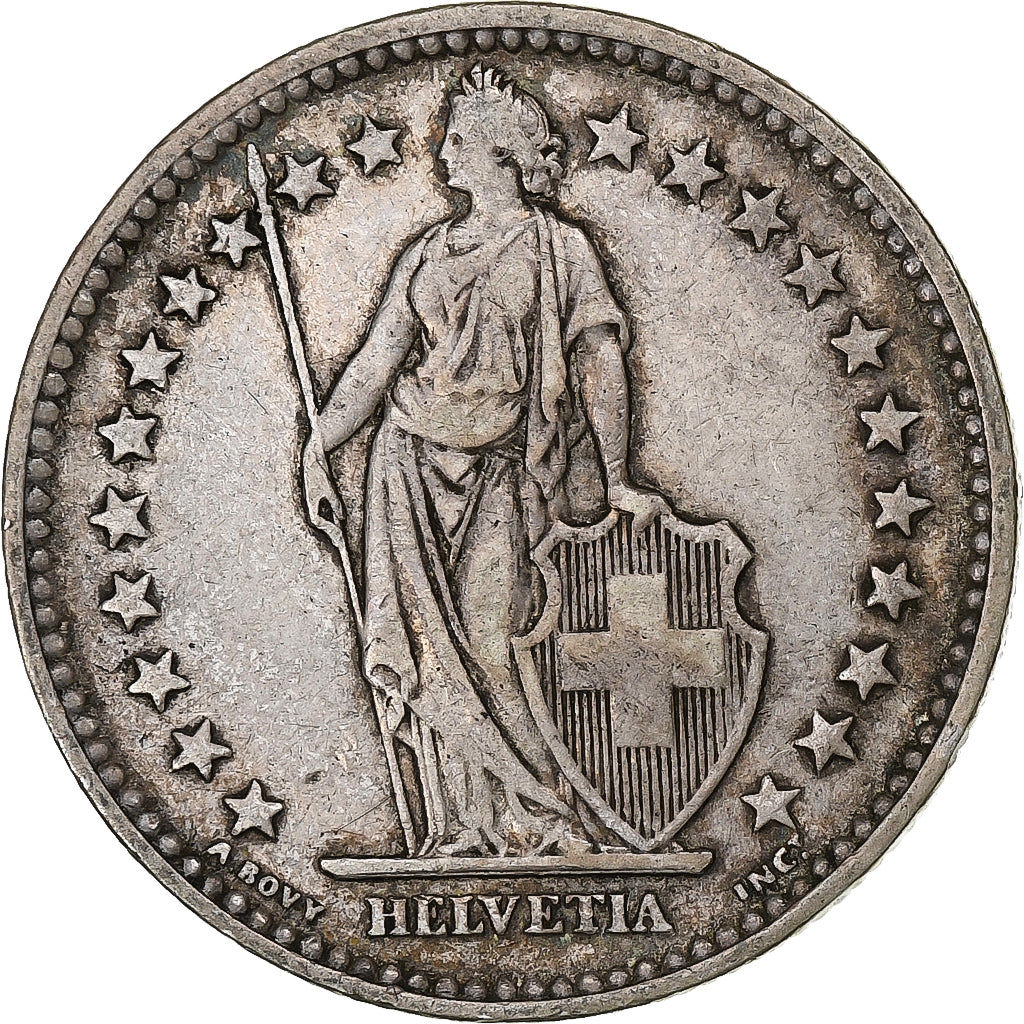 Switzerland, 2 Francs, Helvetia, 1875, Bern, Silver, EF(40-45), KM:21