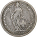 Suiza, 2 Francs, Helvetia, 1878, Bern, Plata, BC+, KM:21