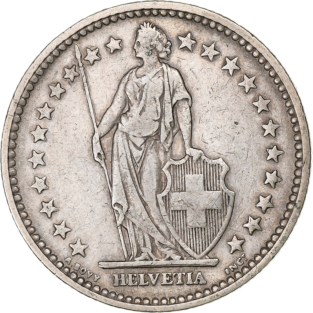 Switzerland, 2 Francs, Helvetia, 1886, Bern, Silver, VF(30-35), KM:21