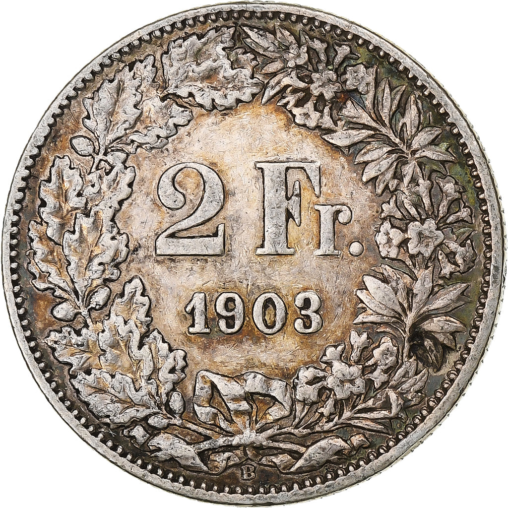 Switzerland, 2 Francs, Helvetia, 1903, Bern, Silver, EF(40-45), KM:21
