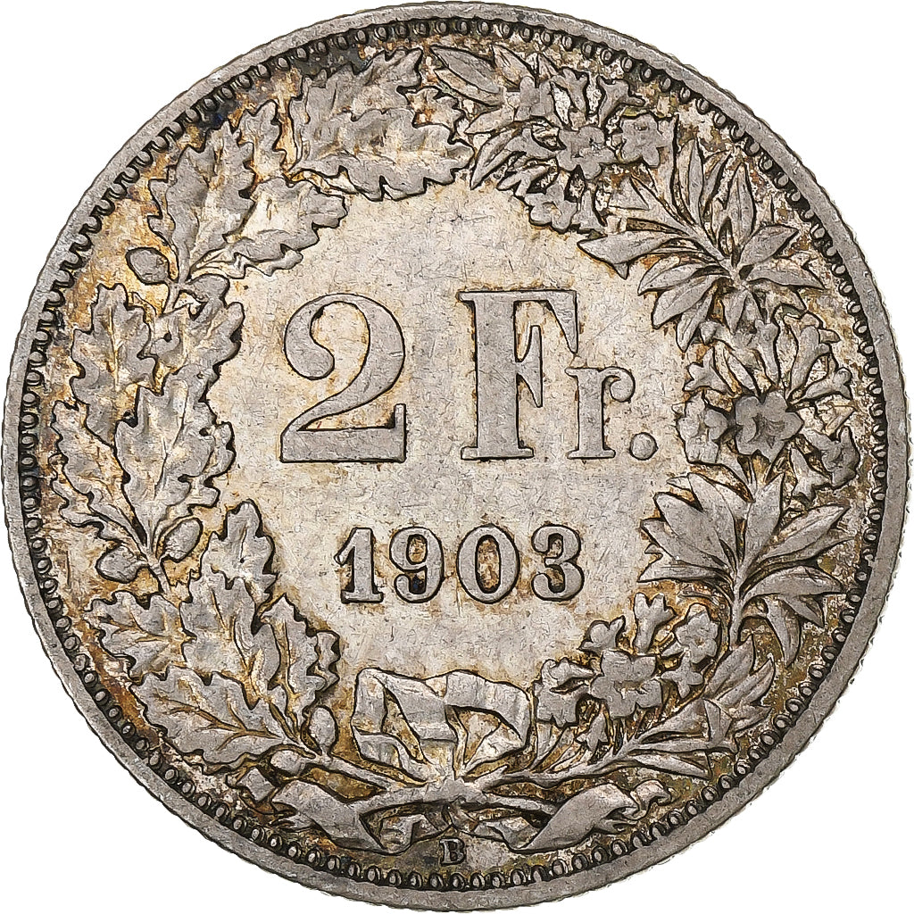Schweiz, 2 Francs, Helvetia, 1903, Bern, Silber, SS+, KM:21