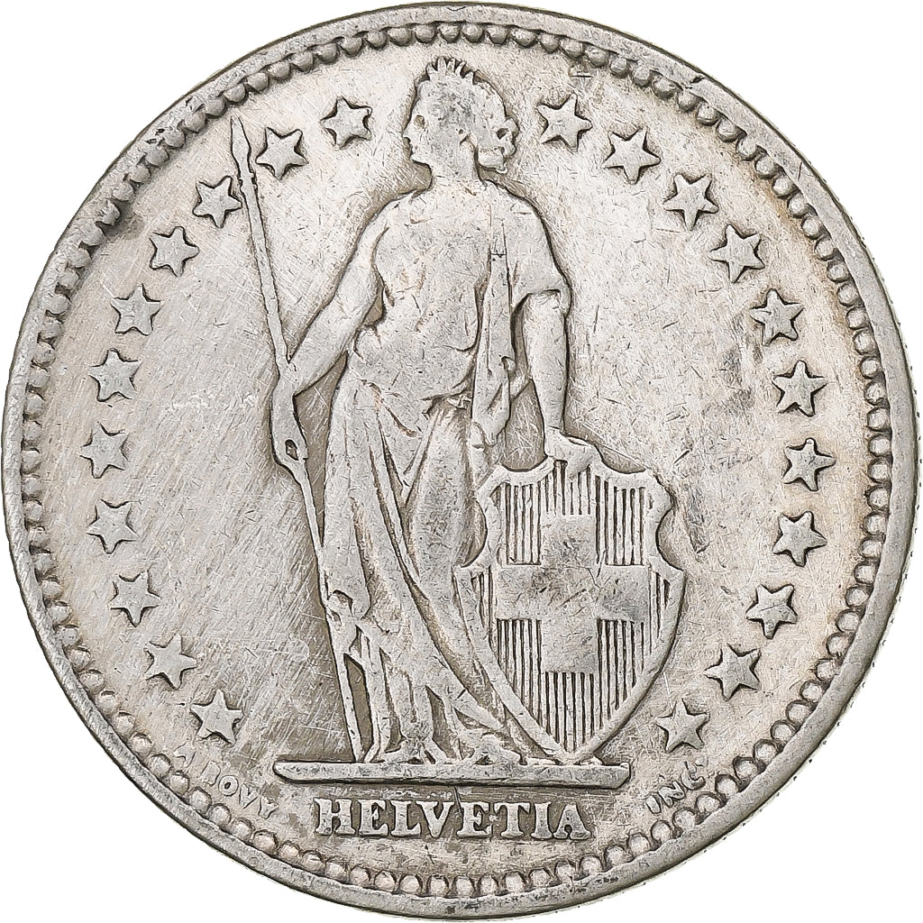 Svizzera, 2 Francs, Helvetia, 1904, Bern, Argento, BB, KM:21