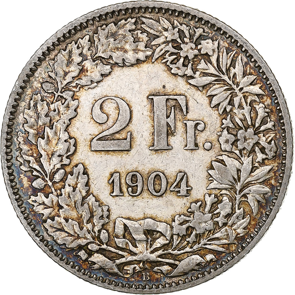 Switzerland, 2 Francs, Helvetia, 1904, Bern, Silver, AU(55-58), KM:21