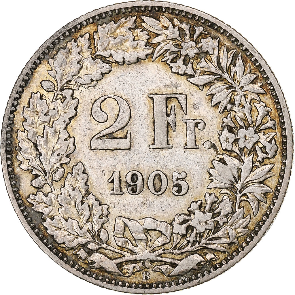 Switzerland, 2 Francs, Helvetia, 1905, Bern, Silver, AU(55-58), KM:21