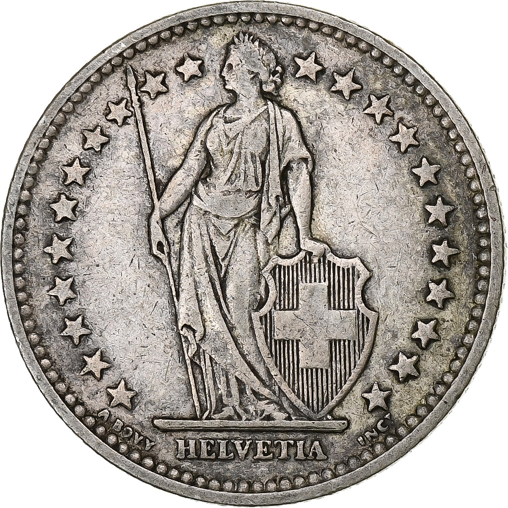 Svizzera, 2 Francs, Helvetia, 1906, Bern, Argento, BB, KM:21