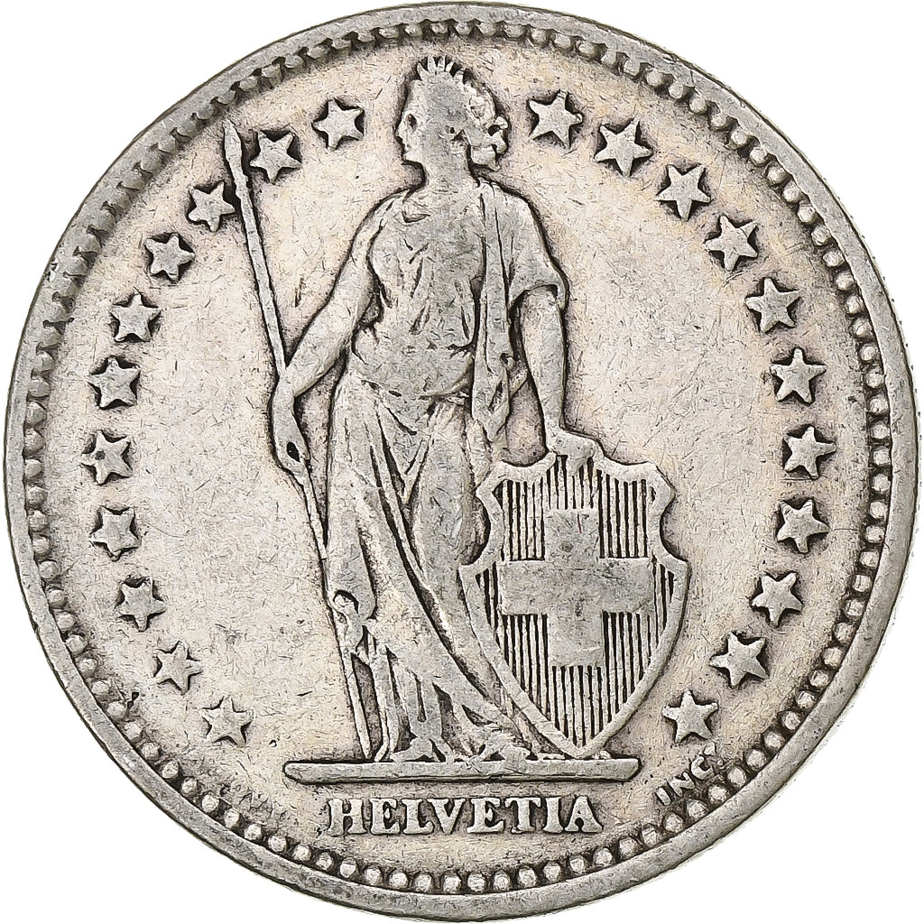 Switzerland, 2 Francs, Helvetia, 1908, Bern, Silver, VF(20-25), KM:21