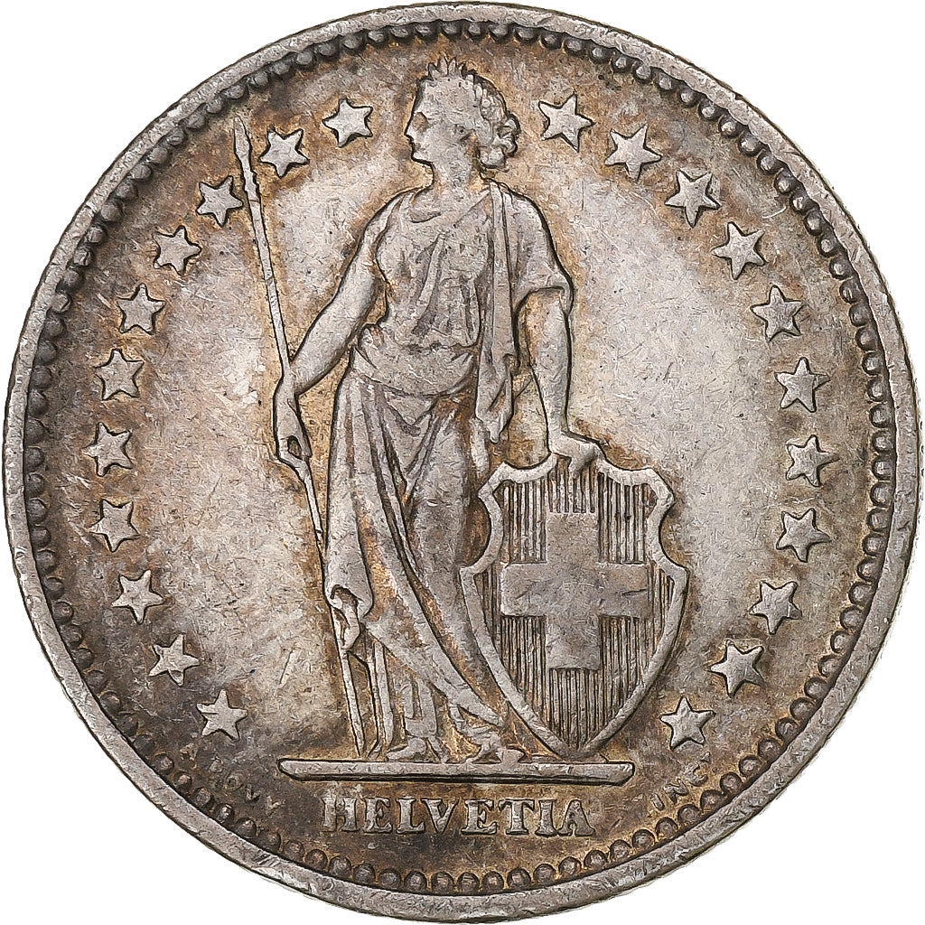 Switzerland, 2 Francs, Helvetia, 1908, Bern, Silver, VF(30-35), KM:21