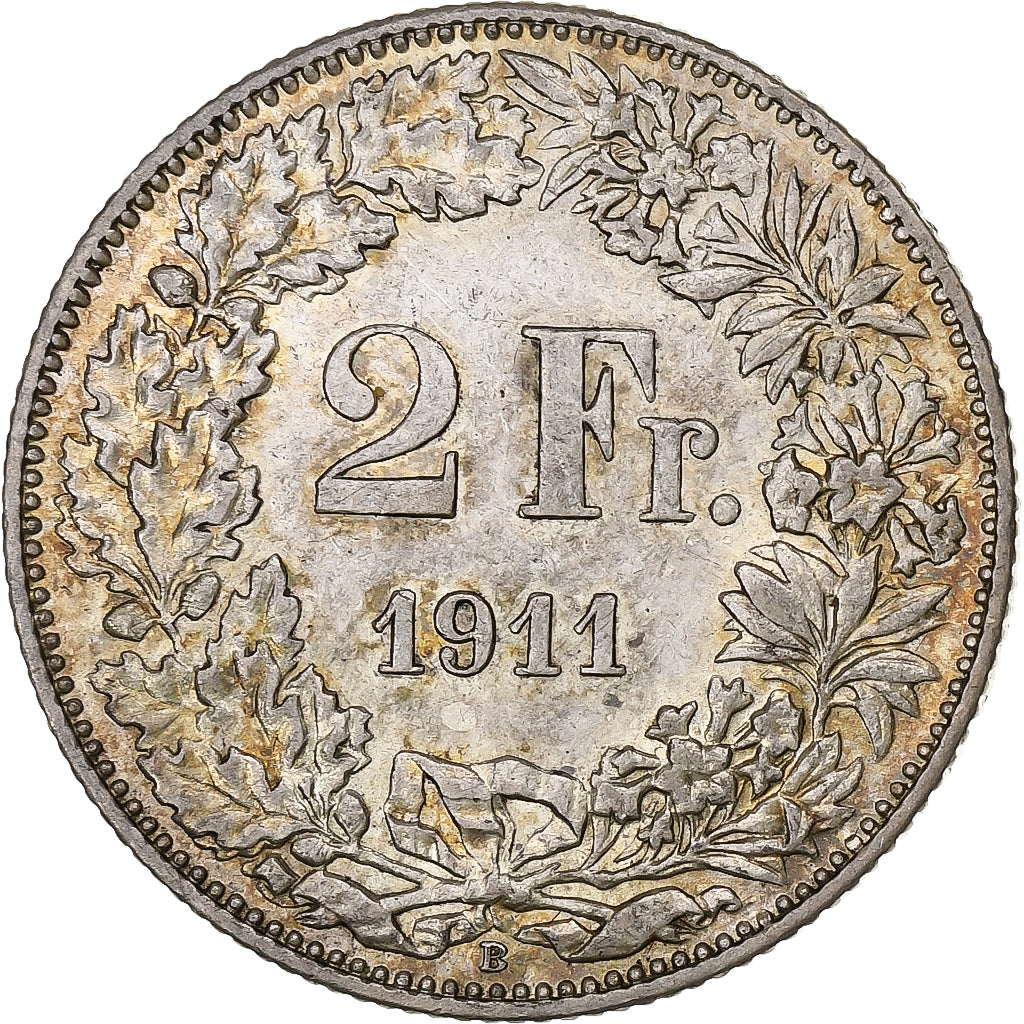 Suisse, 2 Francs, Helvetia, 1911, Bern, Argent, TTB, KM:21