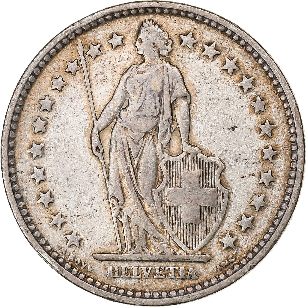 Suiza, 2 Francs, Helvetia, 1911, Bern, Plata, BC+, KM:21