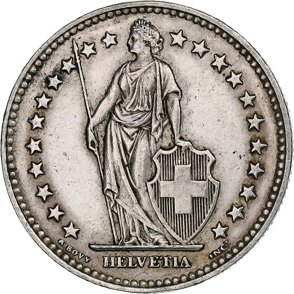 Switzerland, 2 Francs, Helvetia, 1914, Bern, Silver, AU(55-58), KM:21