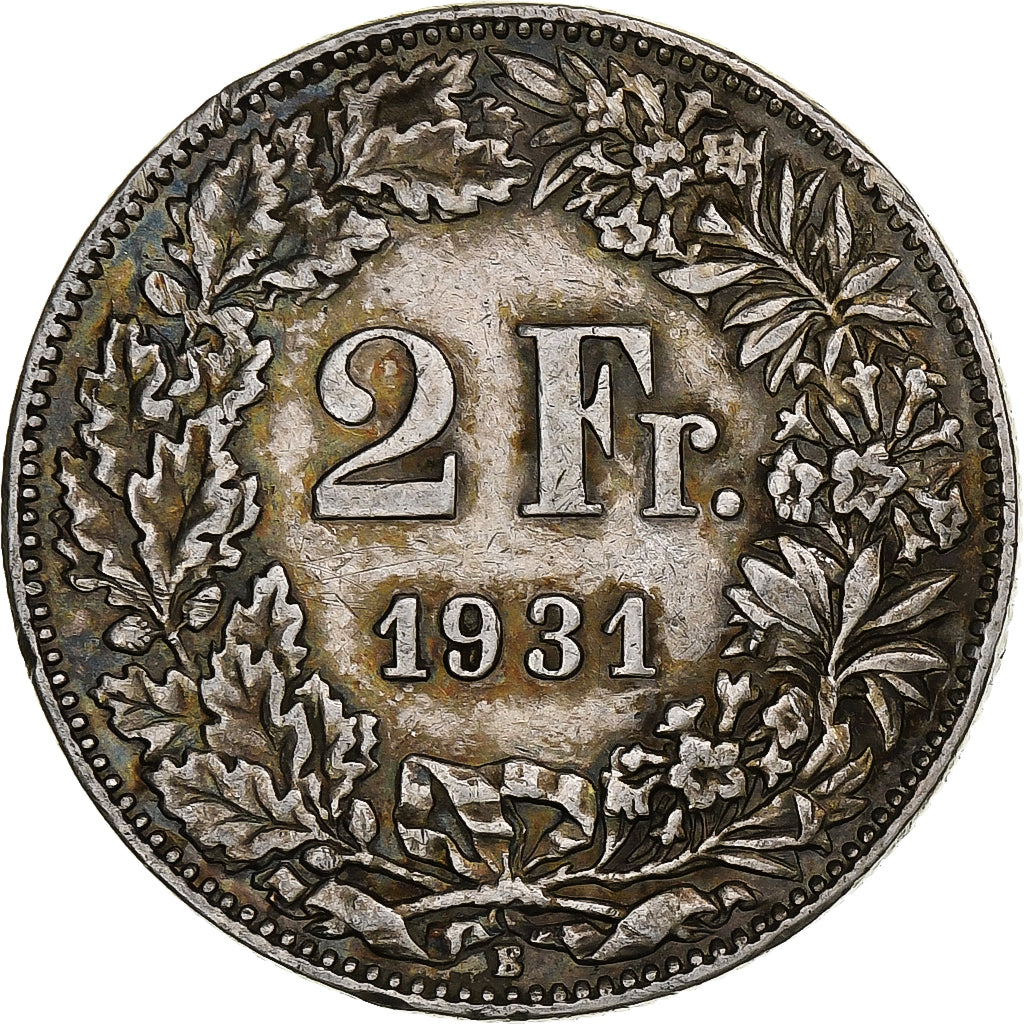 Suisse, 2 Francs, Helvetia, 1931, Bern, Argent, TTB, KM:21