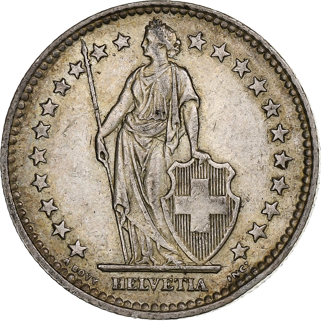 Suiza, 2 Francs, Helvetia, 1940, Bern, Plata, MBC+, KM:21