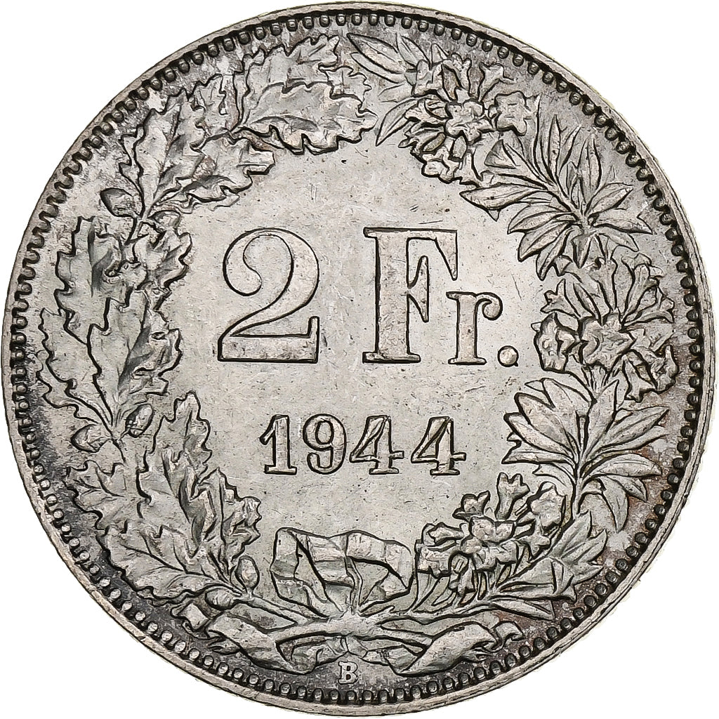 Suisse, 2 Francs, Helvetia, 1944, Bern, Argent, SUP, KM:21