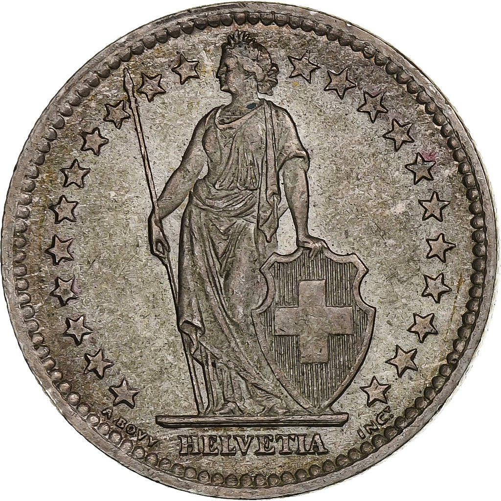 Suiza, 2 Francs, Helvetia, 1945, Bern, Plata, EBC+, KM:21