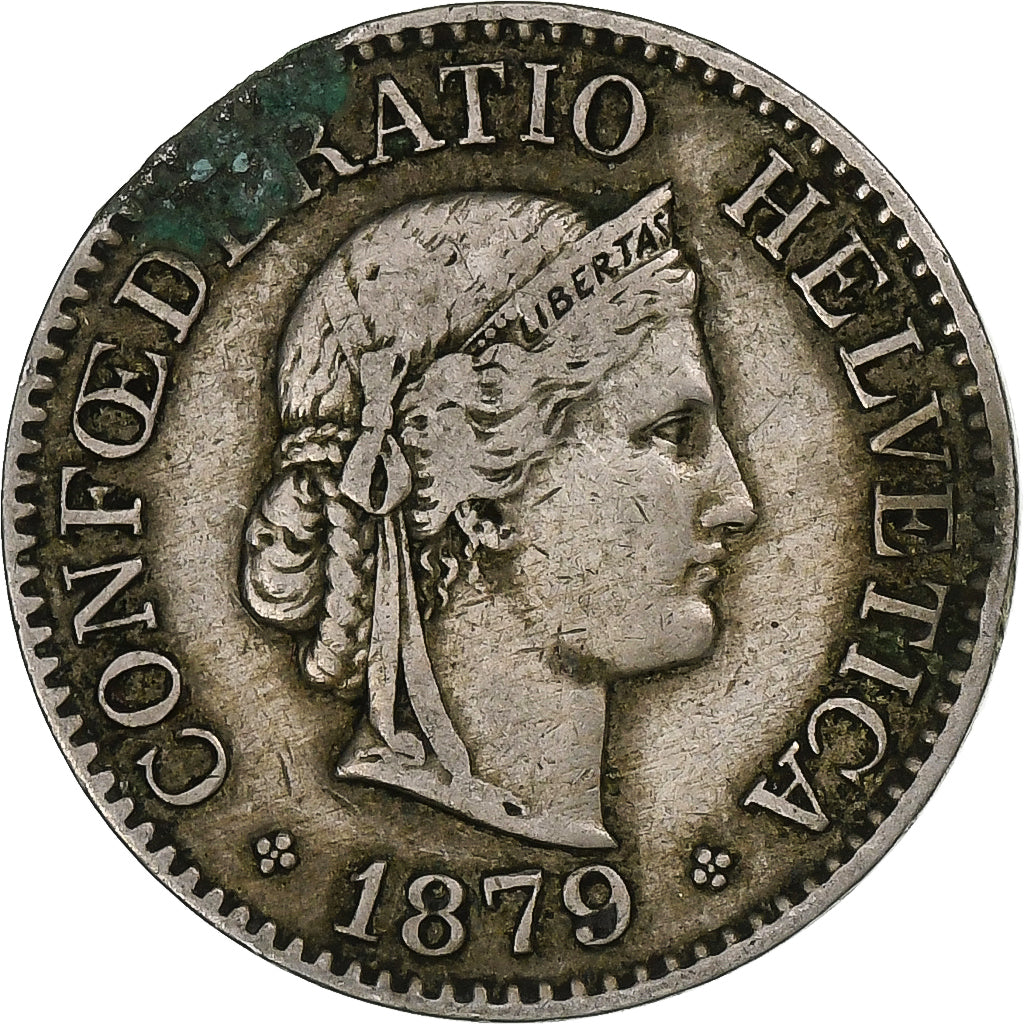 Schweiz, 10 Rappen, Libertas, 1879, Bern, Kupfer-Nickel, S, KM:27