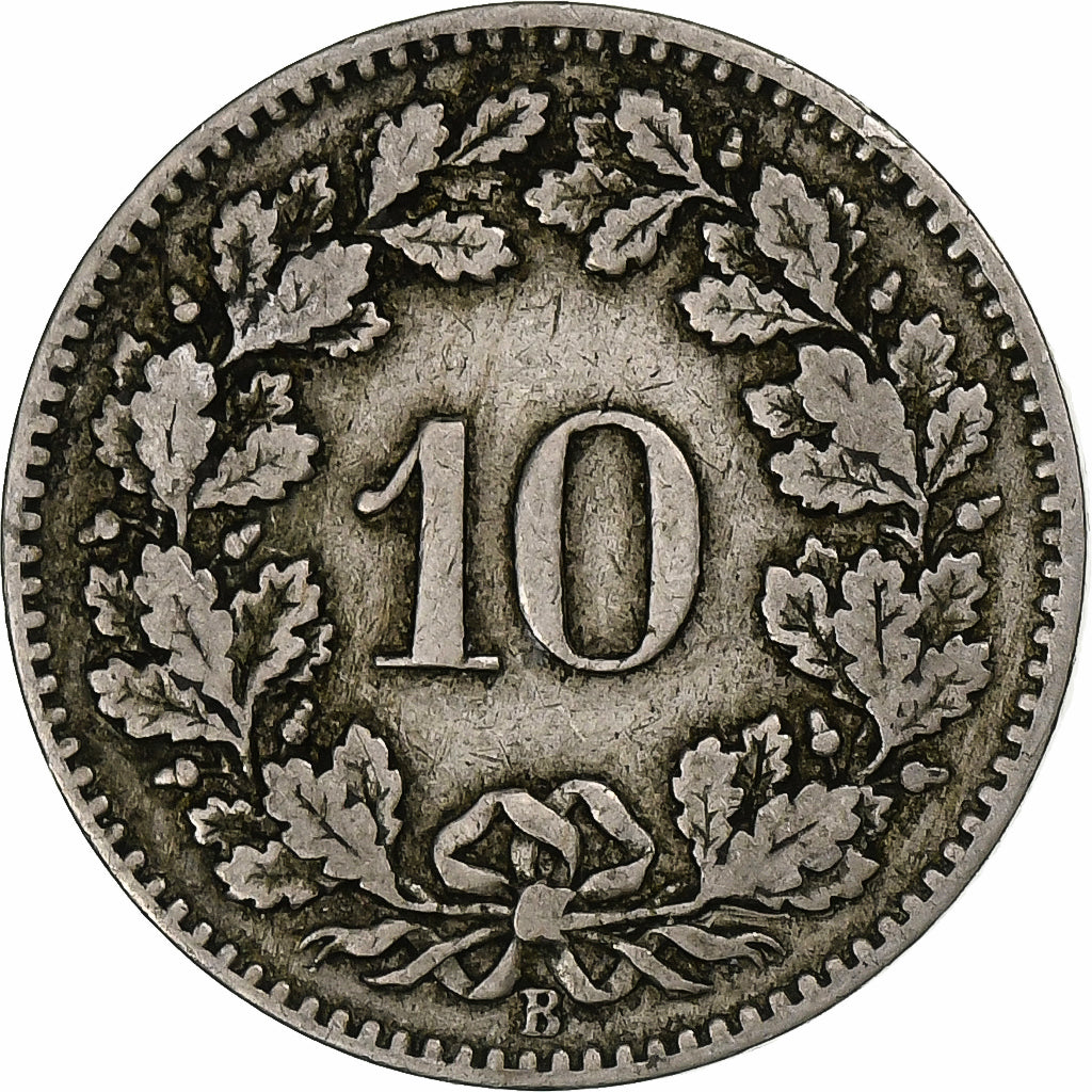 Switzerland, 10 Rappen, Libertas, 1879, Bern, Copper-nickel, VF(20-25), KM:27