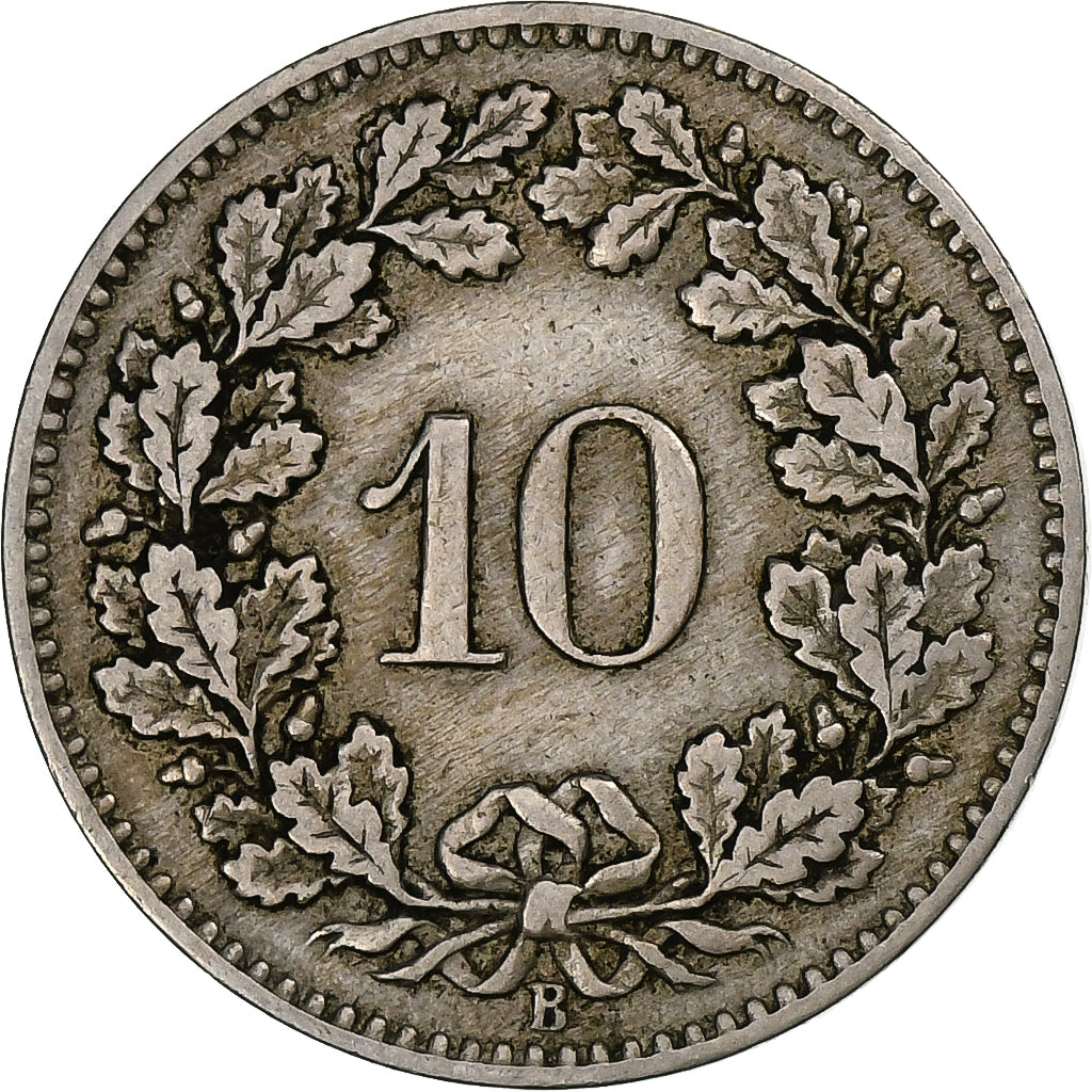 Suiza, 10 Rappen, Libertas, 1880, Bern, Cobre - níquel, BC+, KM:27