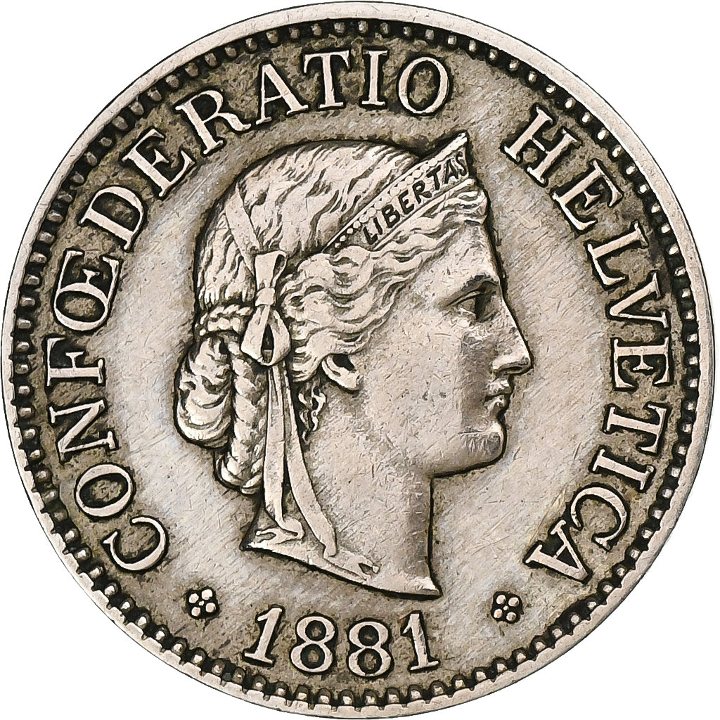 Suisse, 10 Rappen, Libertas, 1881, Bern, Cupro-nickel, TTB+, KM:27