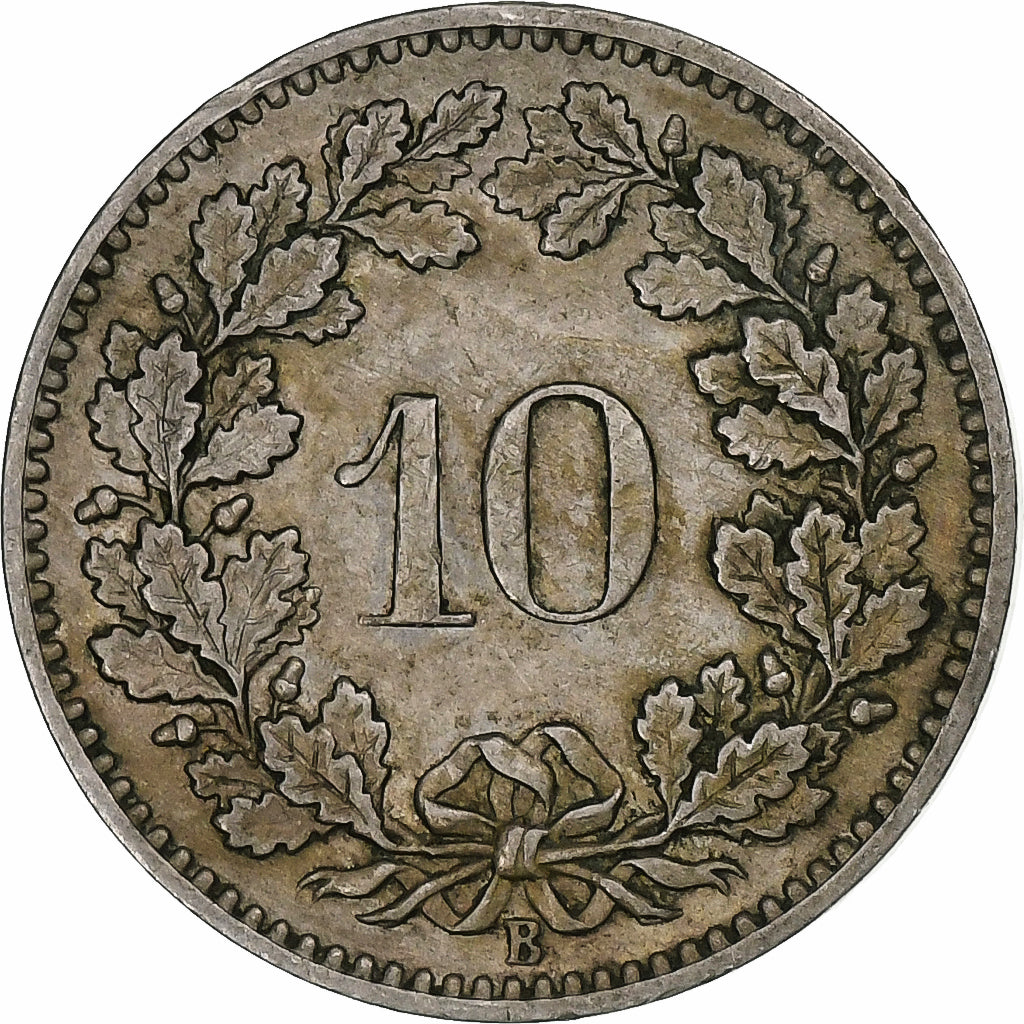 Suiza, 10 Rappen, Libertas, 1885, Bern, Cobre - níquel, MBC, KM:27