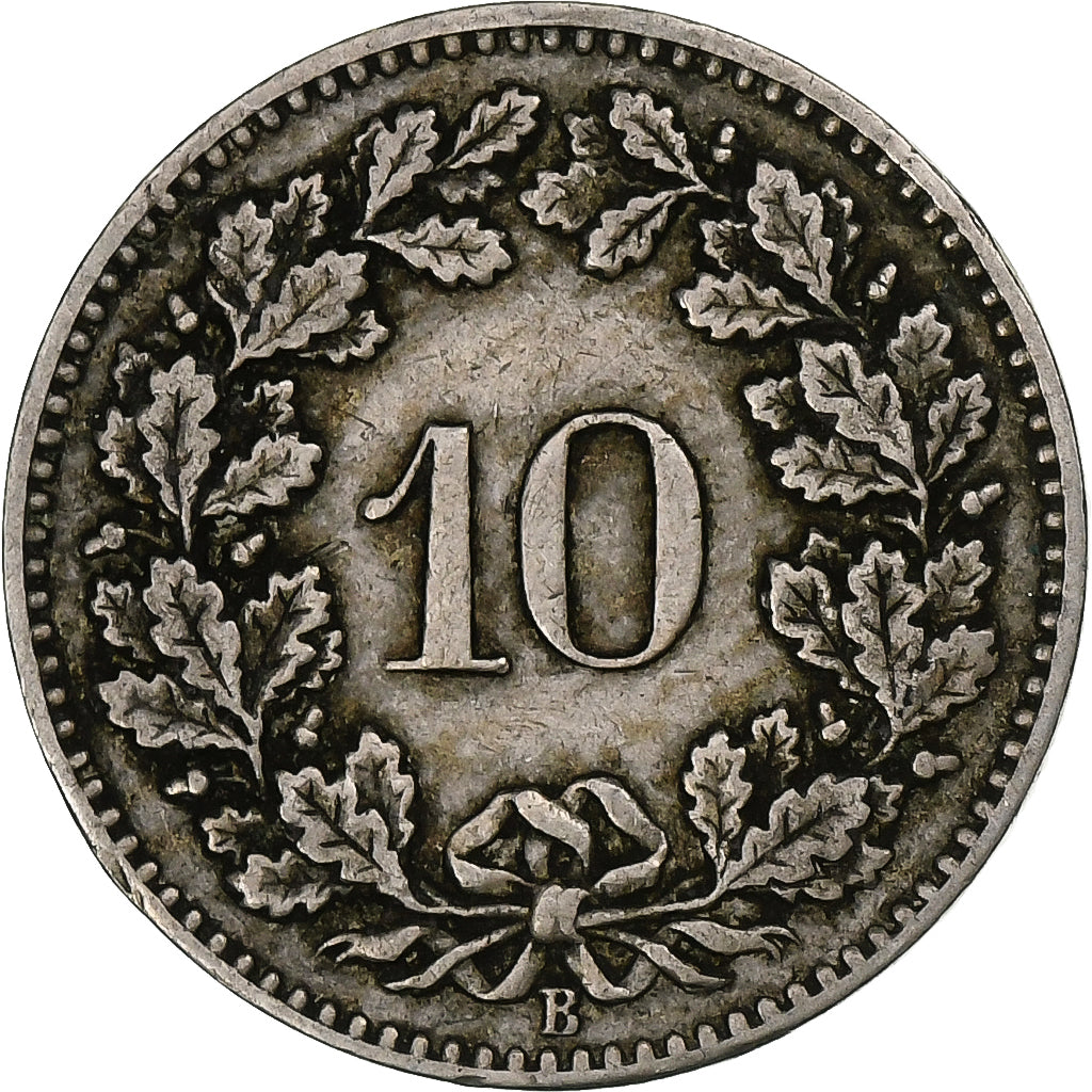 Suiza, 10 Rappen, Libertas, 1894, Bern, Cobre - níquel, BC+, KM:27