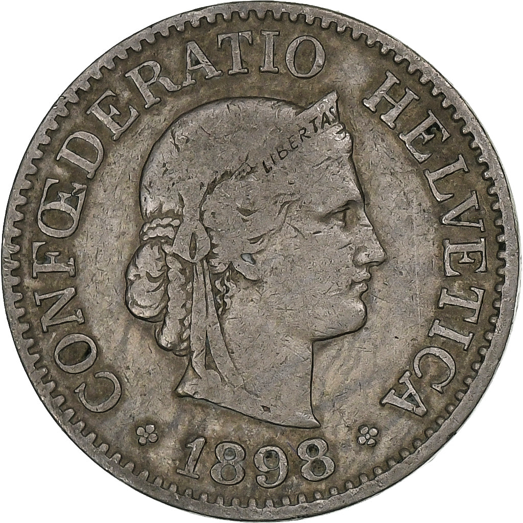 Schweiz, 10 Rappen, Libertas, 1898, Bern, Kupfer-Nickel, S, KM:27