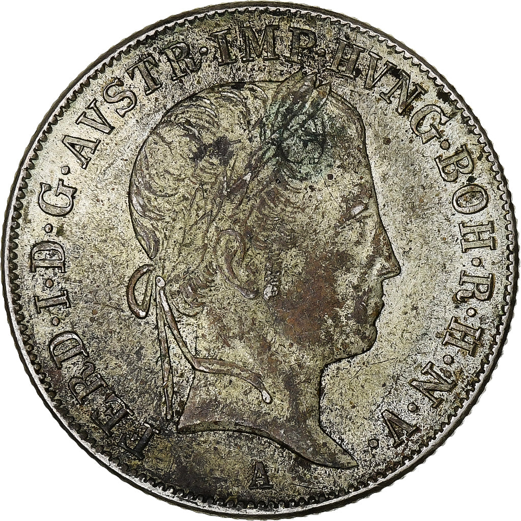 Áustria, Ferdinand I, 20 Kreuzer, 1848, Vienna, Prata, EF(40-45), KM:2208