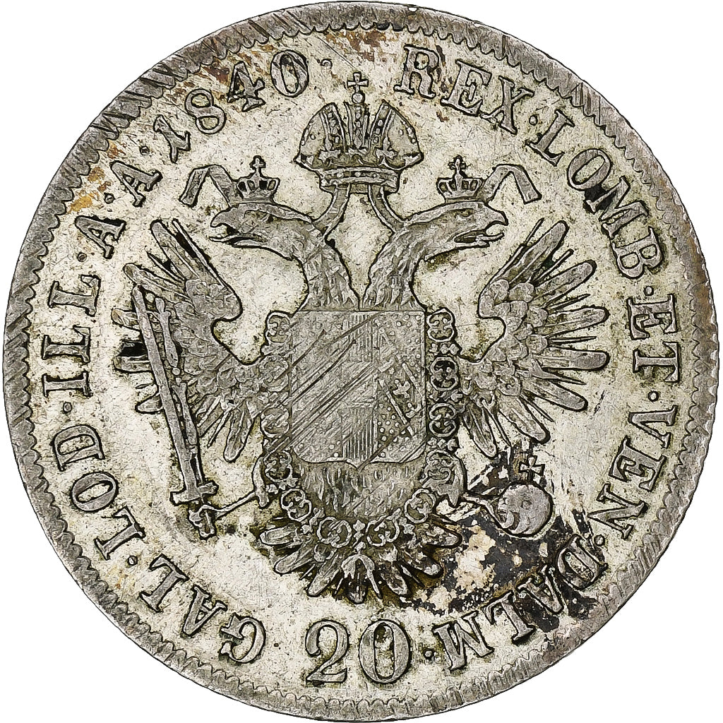 Oostenrijk, Ferdinand I, 20 Kreuzer, 1840, Vienna, Zilver, ZF, KM:2208