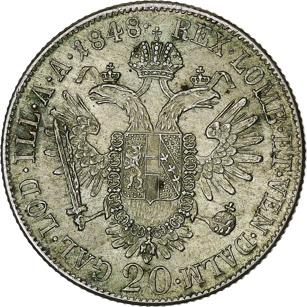 Oostenrijk, Ferdinand I, 20 Kreuzer, 1848, Vienna, Zilver, ZF+, KM:2208