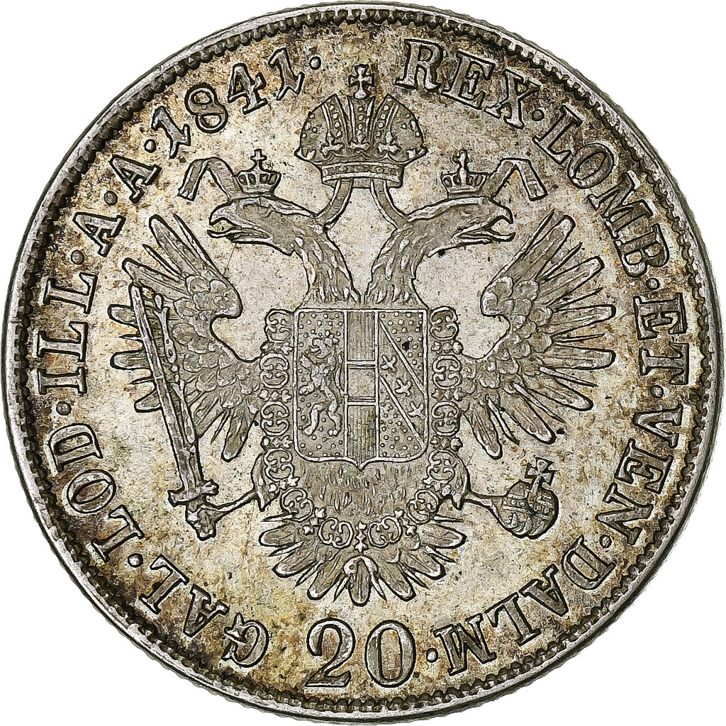 Áustria, Ferdinand I, 20 Kreuzer, 1841, Vienna, Prata, EF(40-45), KM:2208