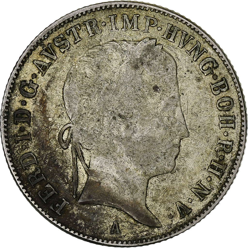 Áustria, Ferdinand I, 20 Kreuzer, 1848, Vienna, Prata, VF(20-25), KM:2208