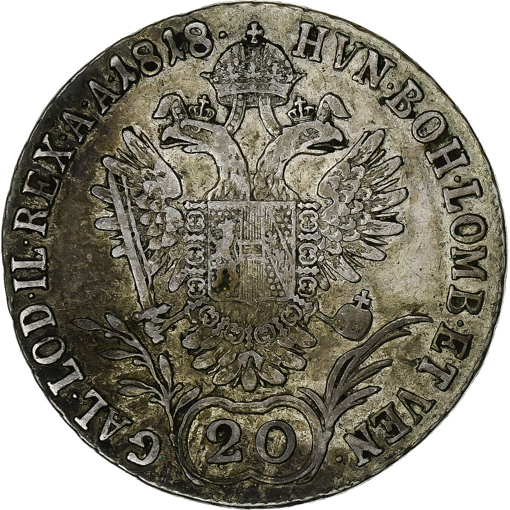 Austria, Franz I, 20 Kreuzer, 1818, Kremnica, Silver, VF(20-25), KM:2143