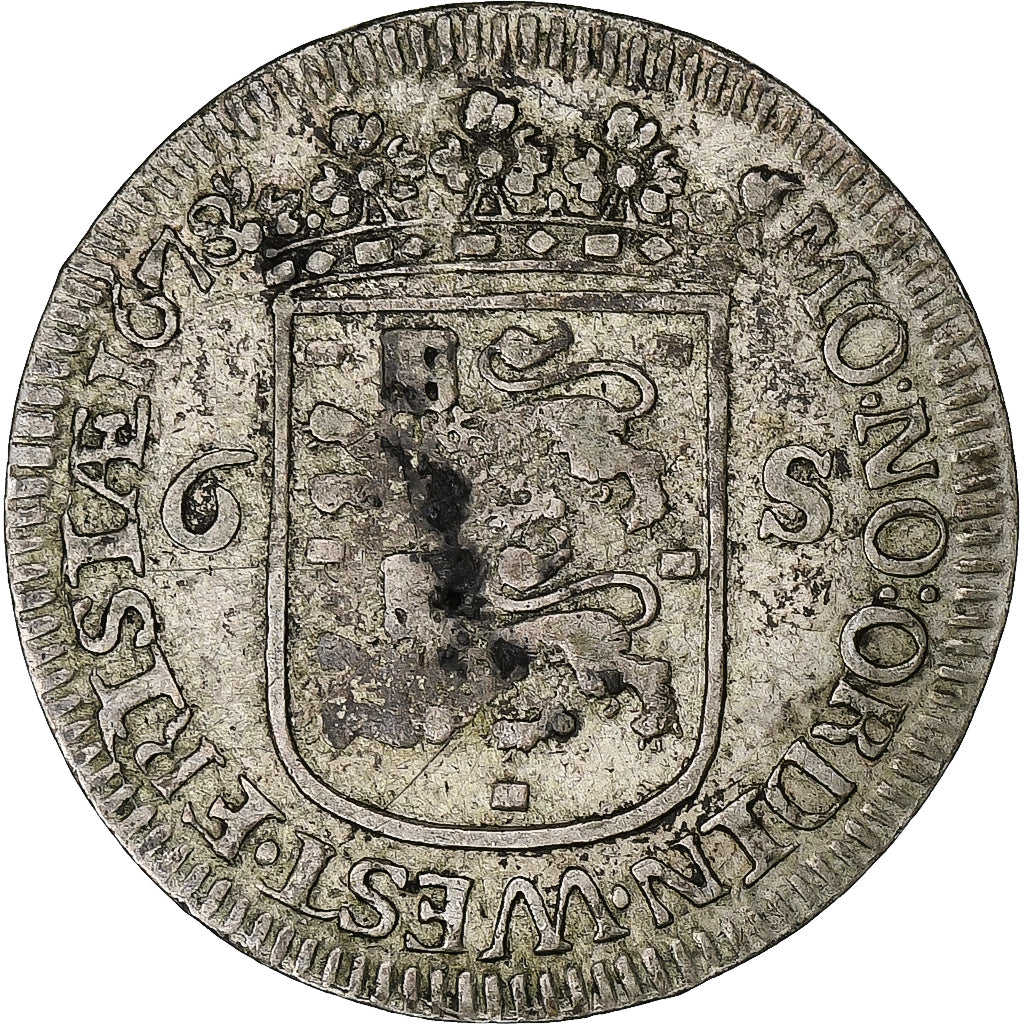 Niederlande, WEST FRIESLAND, 6 Stuivers, 1678, Enkhuizen, Silber, S+, KM:76