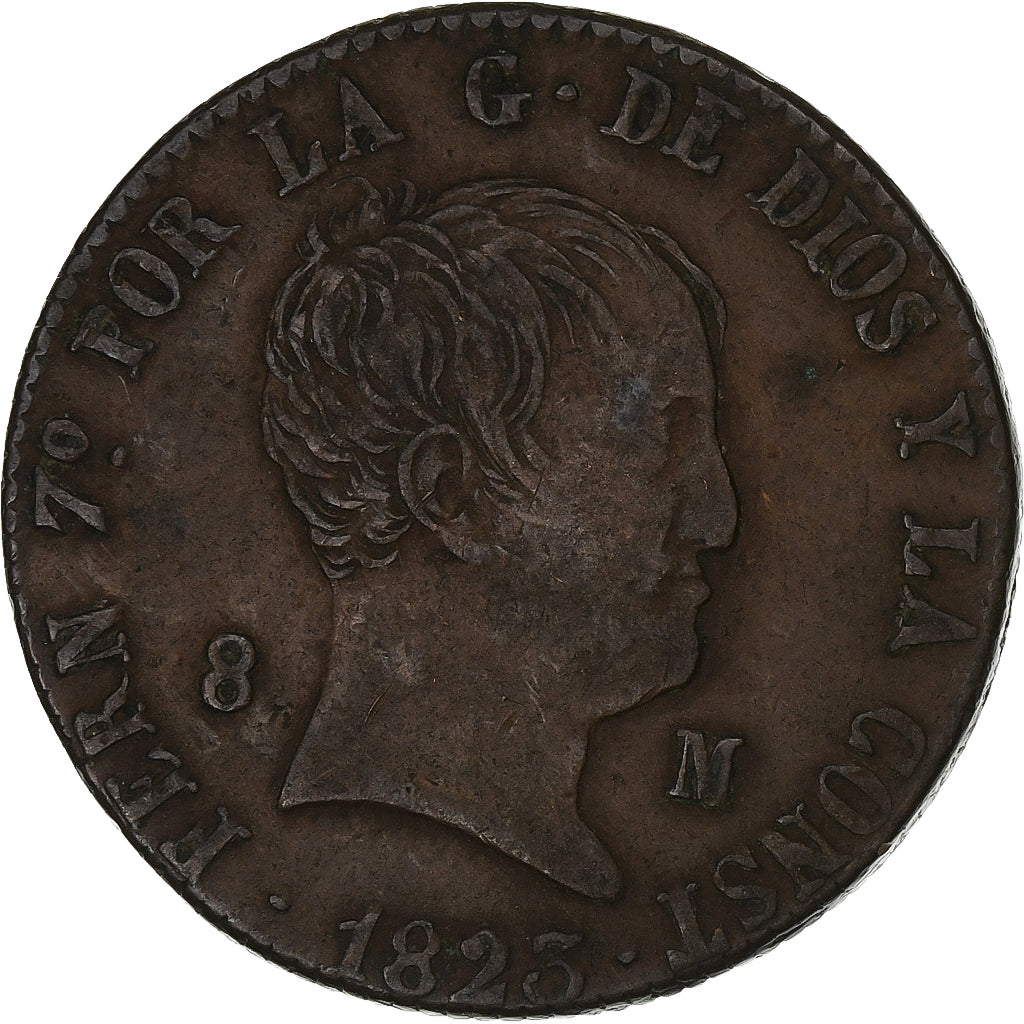 Spain, Ferdinand VII, 8 Maravedis, 1823, Segovia, Copper, EF(40-45)