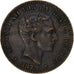 Spain, Alfonso XII, 10 Centimos, 1878, Barcelona, Bronze, EF(40-45), KM:675