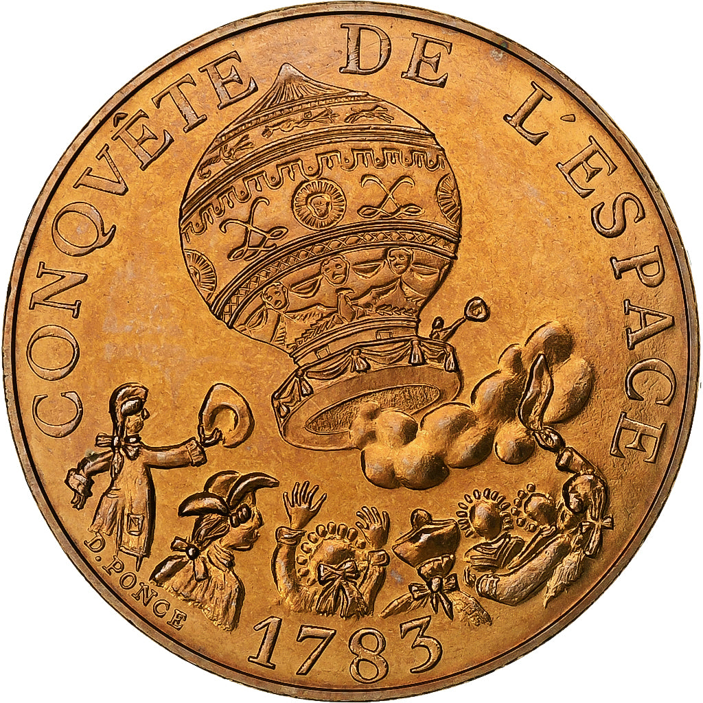 Francja, 10 Francs, Conquête de l'Espace, 1983, Pessac, Miedzionikiel