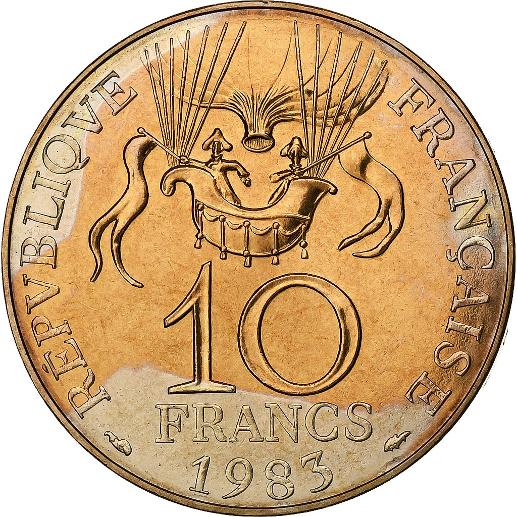 Francja, 10 Francs, Conquête de l'Espace, 1983, Pessac, Miedzionikiel