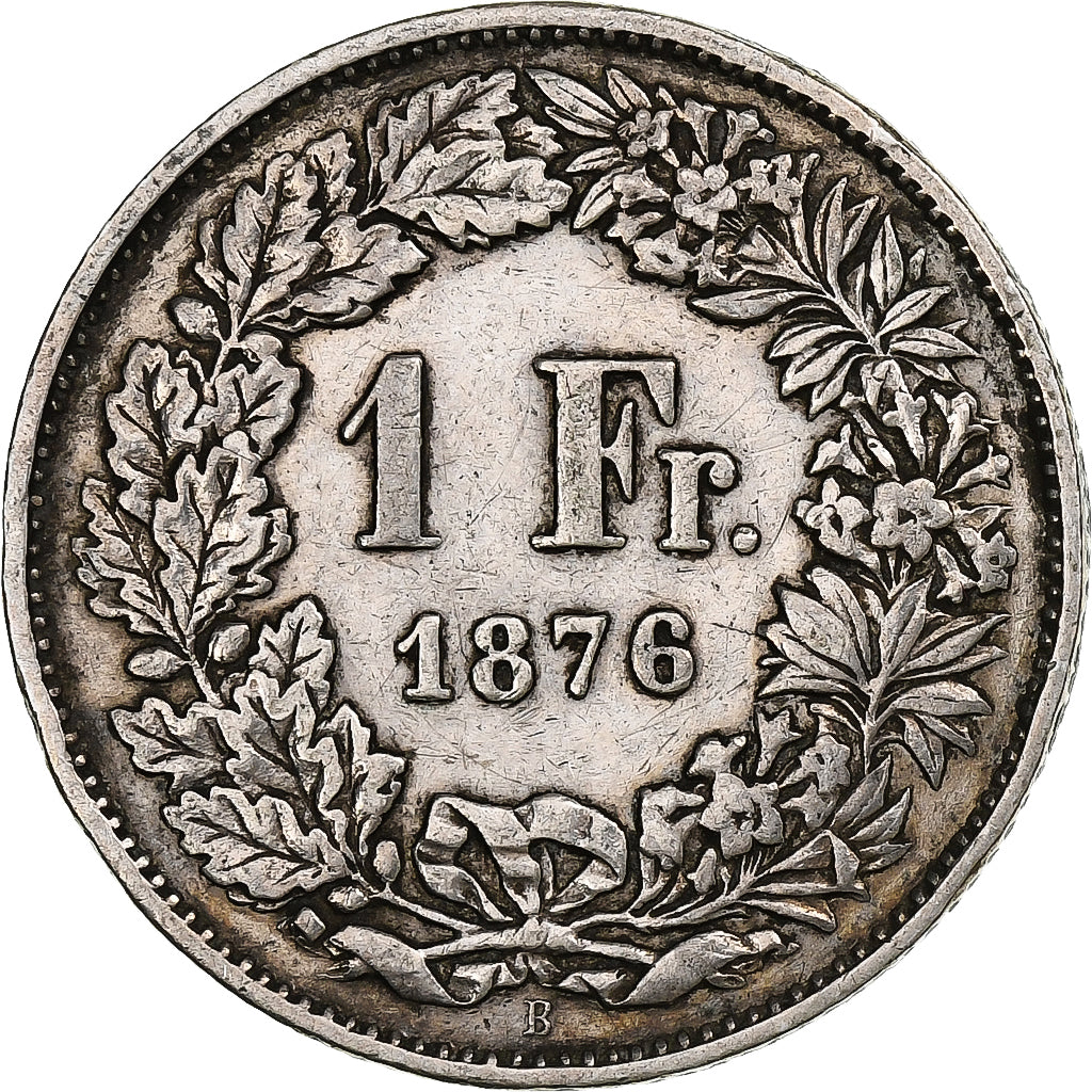 Svizzera, Franc, Helvetia, 1876, Bern, Argento, BB, KM:29a