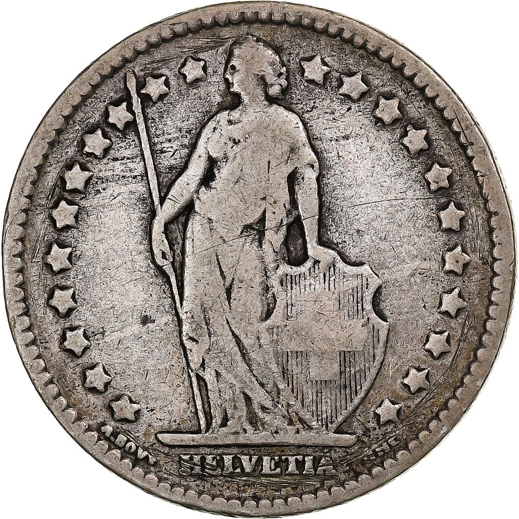 Switzerland, Franc, Helvetia, 1876, Bern, Silver, EF(40-45), KM:29a