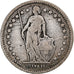 Suiza, Franc, Helvetia, 1876, Bern, Plata, MBC, KM:29a