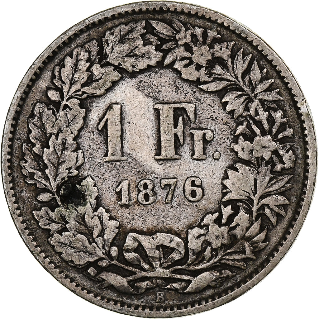 Switzerland, Franc, Helvetia, 1876, Bern, Silver, EF(40-45), KM:29a