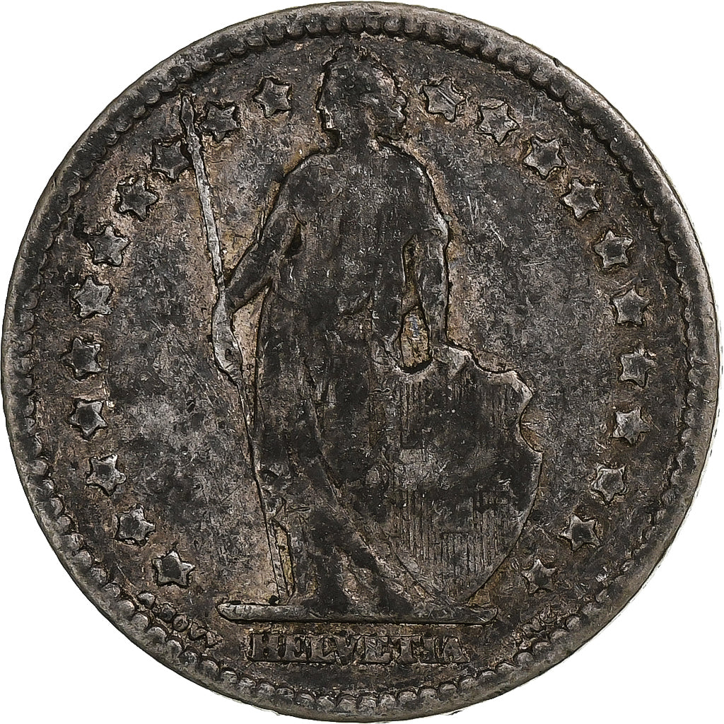 Suiza, Franc, Helvetia, 1877, Bern, Plata, BC+, KM:29a