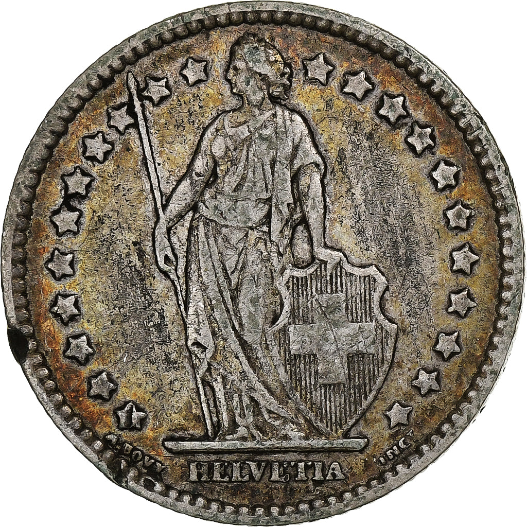 Switzerland, Franc, Helvetia, 1877, Bern, Silver, VF(30-35), KM:29a